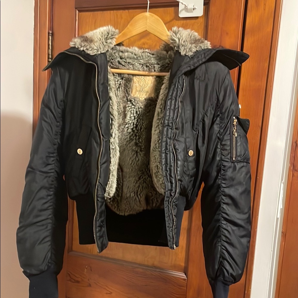 Baby Phat Faux Fur Black Bomber